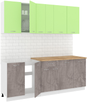 Готовая кухня Кортекс-мебель Корнелия Лира-лайт 2.1м (зеленый/оникс/дуб бунратти) - 