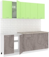 Готовая кухня Кортекс-мебель Корнелия Лира-лайт 2.1м (зеленый/оникс/марсель) - 