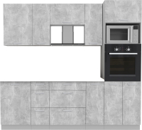 Кухонный гарнитур Интерлиния Мила Лайт 2.3 ВТ без столешницы (бетон/бетон) - 