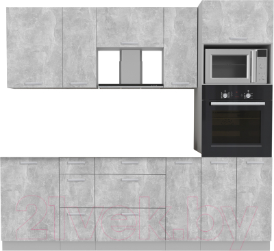 Готовая кухня Интерлиния Мила Лайт 2.3 ВТ без столешницы (бетон/бетон)