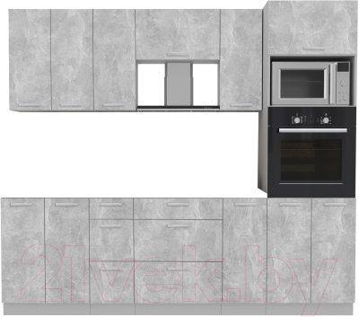 Готовая кухня Интерлиния Мила Лайт 2.4 ВТ без столешницы (бетон)