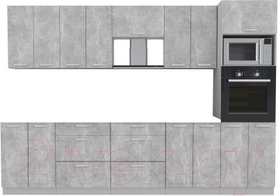 Готовая кухня Интерлиния Мила Лайт 3.0 ВТ без столешницы (бетон/бетон)
