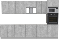 Кухонный гарнитур Интерлиния Мила Лайт 3.2 ВТ без столешницы (бетон/бетон) - 