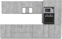 Готовая кухня Интерлиния Мила Лайт 3.4 ВТ без столешницы (бетон/бетон) - 