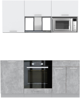Кухонный гарнитур Интерлиния Мила Лайт 1.7 ВТ без столешницы (белый платинум/бетон) - 