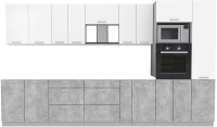 Кухонный гарнитур Интерлиния Мила Лайт 3.6 ВТ без столешницы (белый платинум/бетон) - 