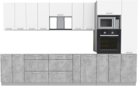 Кухонный гарнитур Интерлиния Мила Лайт 3.4 ВТ без столешницы (белый платинум/бетон) - 