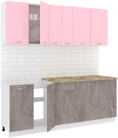 Кухонный гарнитур Кортекс-мебель Корнелия Лира-лайт 2.1м (розовый/оникс/мадрид) - 