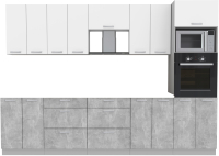 Кухонный гарнитур Интерлиния Мила Лайт 3.0 ВТ без столешницы (белый платинум/бетон) - 