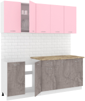 Кухонный гарнитур Кортекс-мебель Корнелия Лира-лайт 2.0м (розовый/оникс/мадрид) - 