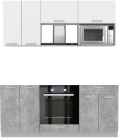 Кухонный гарнитур Интерлиния Мила Лайт 1.8 ВТ без столешницы (белый платинум/бетон) - 