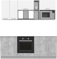 Кухонный гарнитур Интерлиния Мила Лайт 2.0 ВТ без столешницы (белый платинум/бетон) - 