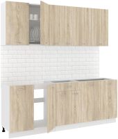 Кухонный гарнитур Кортекс-мебель Корнелия Лира-лайт 2.1м без столешницы (дуб сонома) - 