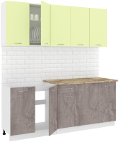 Кухонный гарнитур Кортекс-мебель Корнелия Лира-лайт 2.0м (салатовый/оникс/мадрид) - 