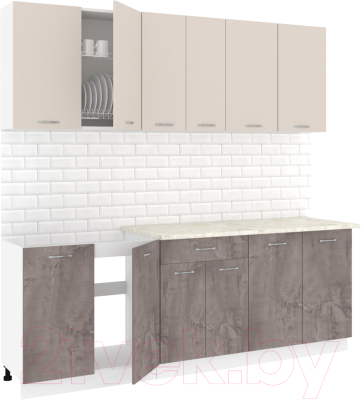 Кухонный гарнитур Кортекс-мебель Корнелия Лира-лайт 2.2м (капучино/оникс/королевский опал)