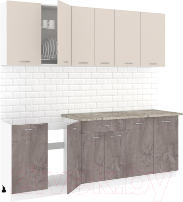 Кухонный гарнитур Кортекс-мебель Корнелия Лира-лайт 2.2м (капучино/оникс/марсель)