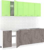 Кухонный гарнитур Кортекс-мебель Корнелия Лира-лайт 2.2м без столешницы (зеленый/оникс) - 