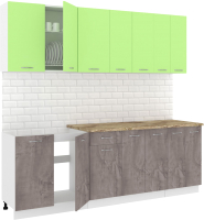 Кухонный гарнитур Кортекс-мебель Корнелия Лира-лайт 2.3м (зеленый/оникс/мадрид) - 