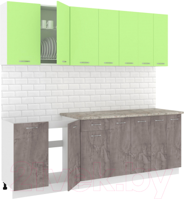Готовая кухня Кортекс-мебель Корнелия Лира-лайт 2.3м (зеленый/оникс/марсель)