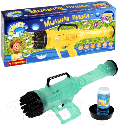 Набор мыльных пузырей Bondibon Наше Лето. Пистолет для мыльных пузырей / ВВ5422-А (зеленый)