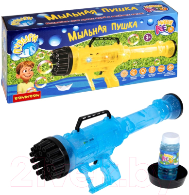 Набор мыльных пузырей Bondibon Наше Лето. Пистолет для мыльных пузырей / ВВ5422-Б (голубой)