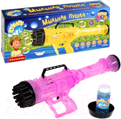 Набор мыльных пузырей Bondibon Наше Лето. Пистолет для мыльных пузырей / ВВ5422-В (розовый)