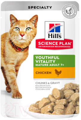 Влажный корм для кошек Hill's Science Plan Feline Adult 7+ Youthful Vitality Chicken (85г)