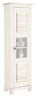 Шкаф-пенал с витриной ММЦ Рауна 10 (белый воск)