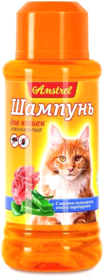 Шампунь для животных Amstrel Антипаразитарный с маслом пальмарозы и алоэ для кошек (120мл)