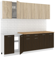 Кухонный гарнитур Кортекс-мебель Корнелия Лира-лайт 2.4м (дуб сонома/венге/дуб бунратти) - 