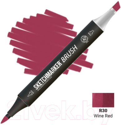 Маркер перманентный Sketchmarker Brush Двусторонний R30 / SMB-R30 (красное вино)