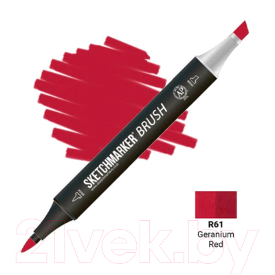 Маркер перманентный Sketchmarker Brush Двусторонний R61 / SMB-R61 (красная герань)