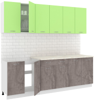 Готовая кухня Кортекс-мебель Корнелия Лира-лайт 2.4м (зеленый/оникс/королевский опал) - 