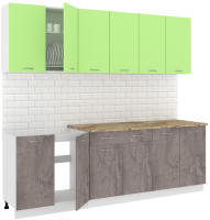Кухонный гарнитур Кортекс-мебель Корнелия Лира-лайт 2.4м (зеленый/оникс/мадрид) - 