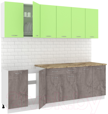 Готовая кухня Кортекс-мебель Корнелия Лира-лайт 2.4м (зеленый/оникс/мадрид)