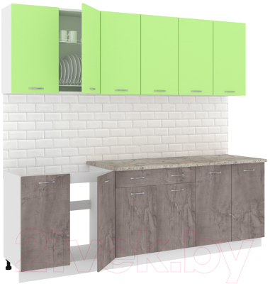 Готовая кухня Кортекс-мебель Корнелия Лира-лайт 2.4м (зеленый/оникс/марсель)