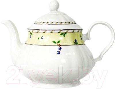 Заварочный чайник Thun 1794 Роза Мелкие ягоды на бледно-желтом фоне / РОС0041 (1.2л)
