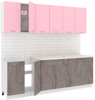 Готовая кухня Кортекс-мебель Корнелия Лира-лайт 2.4м (розовый/оникс/королевский опал) - 