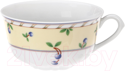 Чашка с блюдцем Thun 1794 Роза Мелкие ягоды на бледно-желтом фоне / РОС0042