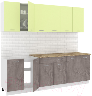 Готовая кухня Кортекс-мебель Корнелия Лира-лайт 2.4м (салатовый/оникс/мадрид)