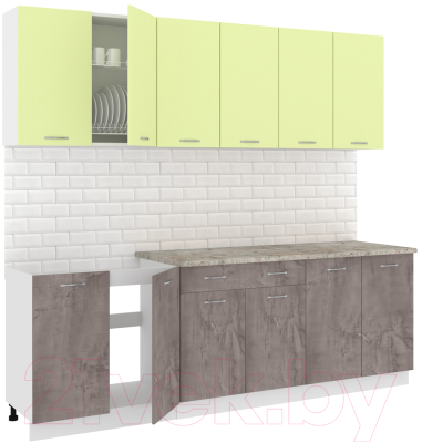 Готовая кухня Кортекс-мебель Корнелия Лира-лайт 2.4м (салатовый/оникс/марсель)