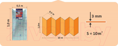 Подложка SOLID Гармошка с пароизоляцией 3мм (10 м.кв)