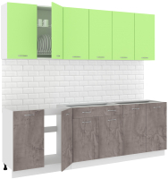 Готовая кухня Кортекс-мебель Корнелия Лира-лайт 2.4м без столешницы (зеленый/оникс) - 