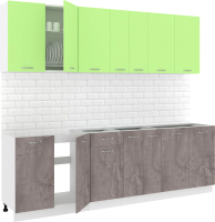 Готовая кухня Кортекс-мебель Корнелия Лира-лайт 2.5м без столешницы (зеленый/оникс) - 