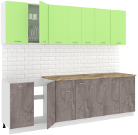 Кухонный гарнитур Кортекс-мебель Корнелия Лира-лайт 2.6м (зеленый/оникс/мадрид) - 