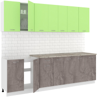 Кухонный гарнитур Кортекс-мебель Корнелия Лира-лайт 2.6м (зеленый/оникс/марсель) - 
