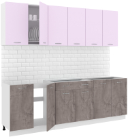 Кухонный гарнитур Кортекс-мебель Корнелия Лира-лайт 2.4м без столешницы (сирень/оникс) - 