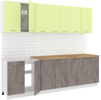 Готовая кухня Кортекс-мебель Корнелия Лира-лайт 2.6м (салатовый/оникс/дуб бунратт) - 