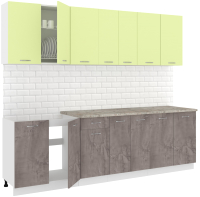 Готовая кухня Кортекс-мебель Корнелия Лира-лайт 2.6м (салатовый/оникс/марсель) - 