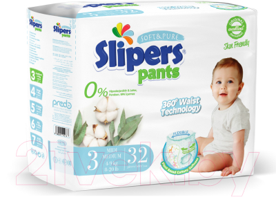 Подгузники-трусики детские Slipers Миди ЕP-203 / Pants32 (32шт)